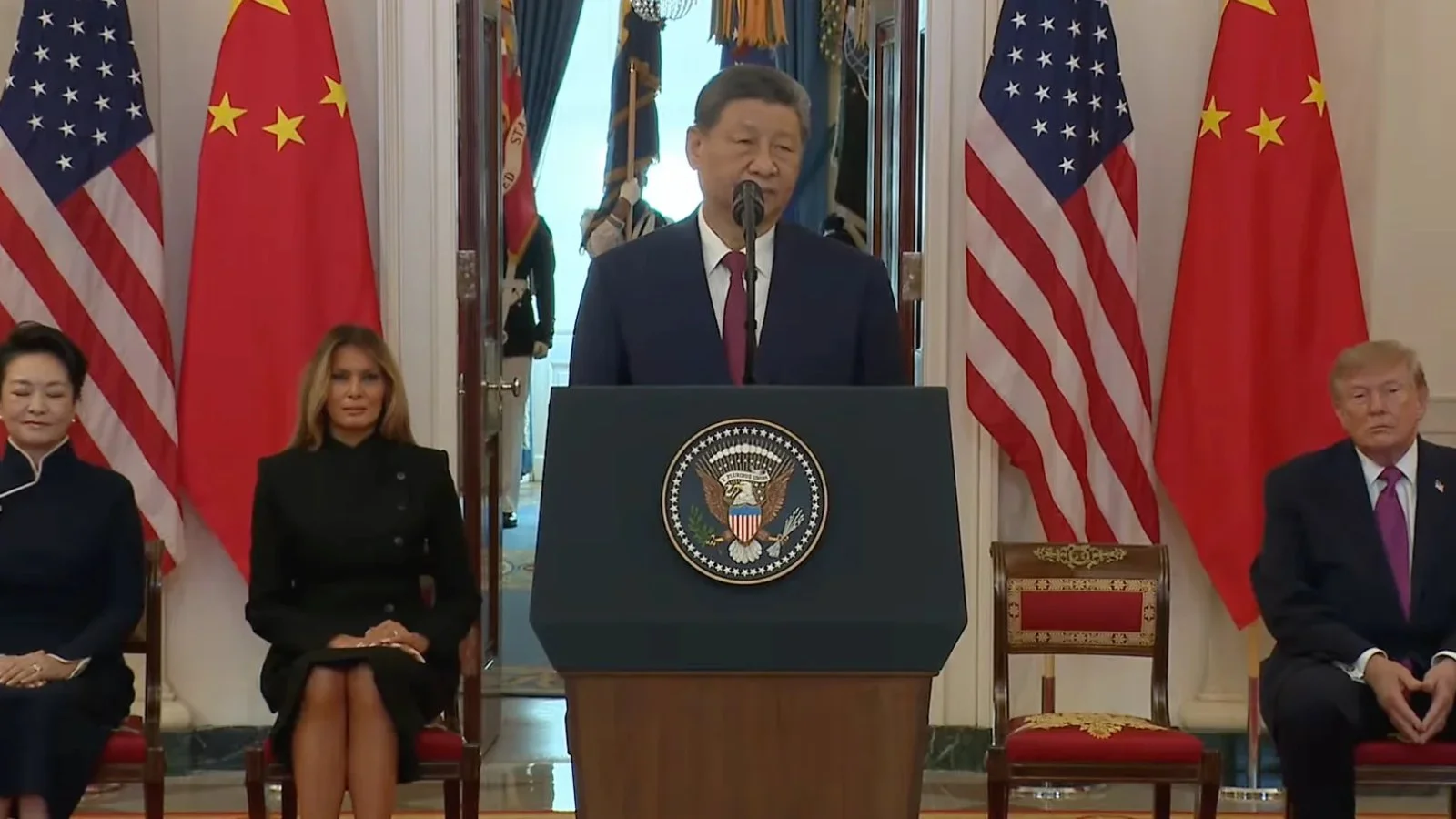 川普与习近平在白宫欢迎仪式先后致辞：两国元首讲话全文